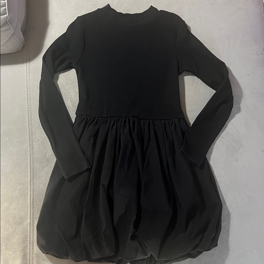 Zara Classic Long-Sleeved Mock Neck Black Girls Dress